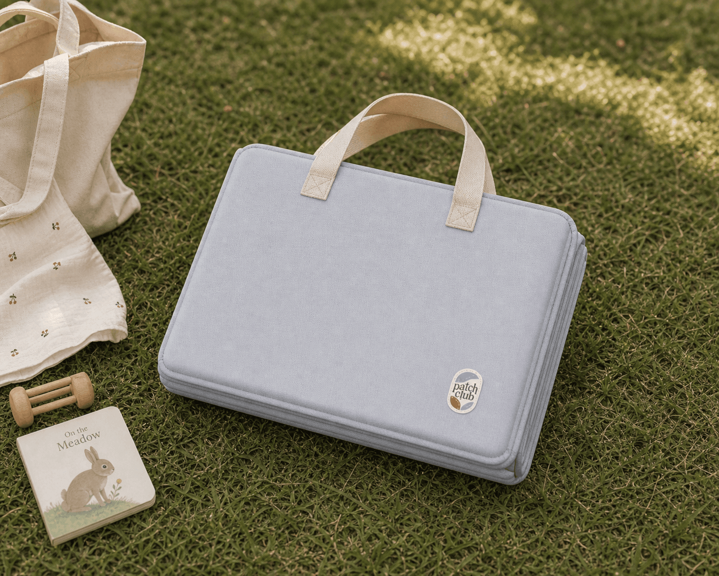 Mat Mat folded into a compact block with carry handle